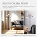Floor Lamp with 5 Movable Shades & Adjustable Brightness – Perfect Lighting for Bedroom Decor, Beauty & Art Studio, Silver