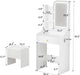 Small Vanity Desk with Lighted Mirror, Makeup Vanity Set with Lights, Drawers, Charging Station, Storage Bench, Open Shelf, Dressing Table for Small Room, Vanities for Girl & Kids, White