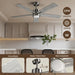 52 Inch Ceiling Fan Brushed Nickel Remote Controlled Dimmable Light Combo - Quiet Reversible - 5 Grey Blades