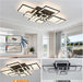 Modern LED Ceiling Light, Dimmable LED Chandelier Black Flush Mount Ceiling Lights, Remote Control Acrylic Ring Ceiling Lamp Fixture for Living Room Dining Room Bedroom, 8H-FANG-BL-04
