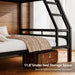 Twin Over Full Bunk Bed HeavyDutyIndustrialStrengthBlack Guardrail