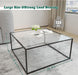 Glass Coffee Table Modern Center Table,Minimalist Coffee Table Sofa Side Tea Table for Living Room,Tempered Glass-Top with Sturdy Metal Frame, Easy Assembly,26.4 X 26.4 X 15.7 Inches, Black