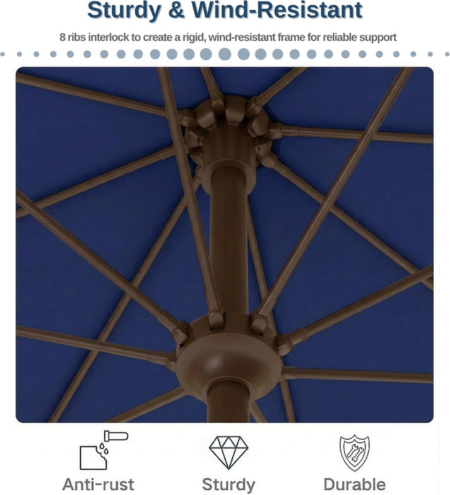 Patiokingdom 9FT Patio Outdoor Umbrella-Upf 50+ Sun Shade with Wind Vent, Push-Button Tilt & Smooth Crank Lift, Rust-Resistant Fiberglass Frame for Garden, Backyard,Yard