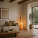 -Farmhouse Style Bamboo Floor Lamp,Large Wicker Indoor Floor Light,Boho Standing Light Plug In,Modern Minimalist Standing Lamp for Living Room Bedroom