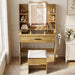 Compact Vanity Desk With Multifunctional Illuminated Mirror