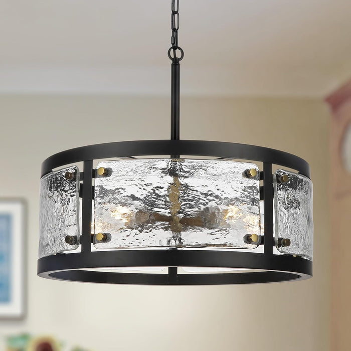 Twenty Inch Black Farmhouse Chandelier Glass Shade