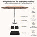 15Ft Patio Umbrella with Base Included, Extra Large Shade Area, Double Sided Rectangle with Crank Handle for Poolside, Garden, Yard, Beige