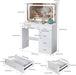 White Makeup Vanity Desk Set with Large Mirror, 31.5X14.2X51.5 Inch Makeup Vanity with 5 Drawrs, 3 Adjustable Light Modes, Vanity for Bedroom & Dressing Room