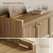 61.7" Buffet Cabinet 4-Door Sideboard Kitchen Living Room Brown Oak | Geometric Doors & Elegant Gold Handle, Slow-Close Door, 2 Separate Bays, 3-Level Adjustable Shelf, Kid & Pet Safe, 77 Lbs Top