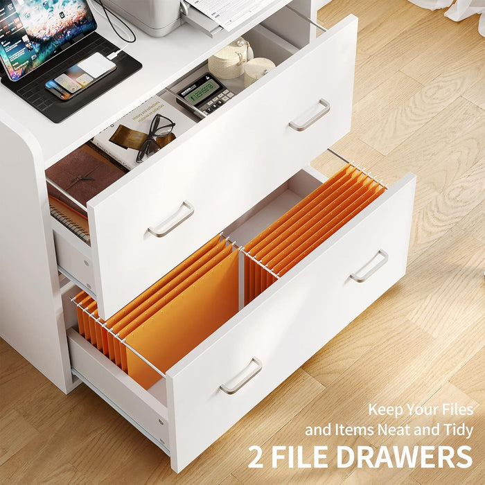 2-Drawer Filing Cabinet with Charging Station