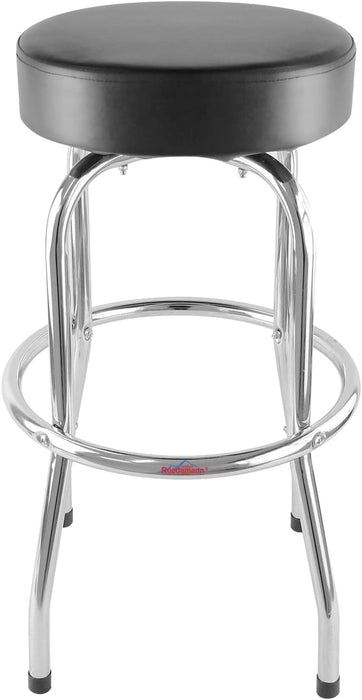 29" H Iron Backless Swivel Bar Stool,Holds up to 300 Lbs,Shop Stool with Black Leatherette Padded Chrome Frame, Black