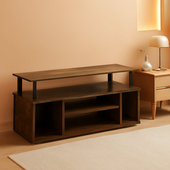 Jaya Large Entertainment Center Stand Unit/Tv for up to 55 Inch, Amber Pine/Black