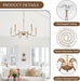 Six Light Gold Plated Chandelier IndustrialFarmhouseStyle