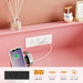 6 Drawer Dresser for Bedroom - 47.2” Wide Double Chest of Drawers with LED Light and Charging Station, Modern Large TV Stand Cabinet Organizer with Open Shelf for Living Room, Entryway, Hallway, Pink
