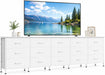 92 Inch Dresser TV Stand for 98 Inch TV, 15 Drawer Dresser, White