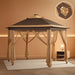 Yaheetech 13×13 Pop-Up Patio Gazebo Tent W/Mesh Netting Sides & 25 Solar LED Lights, Hexagonal Double Vented 3 Height Adjustable Gazebo with Storage Bag for Backyard, Garden, Lawn, Khaki & Brown