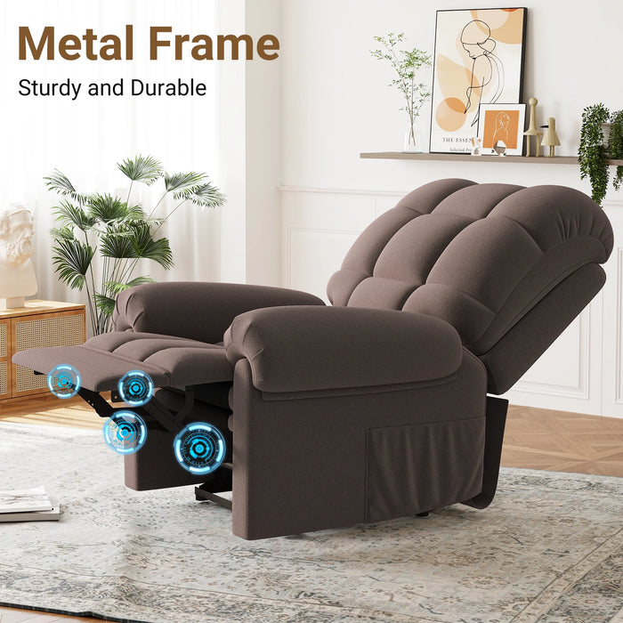 Power Recliner Chair,Electric Recline Sofa Chair for Adults with USB Port,Comfy Teddy Fleece Adjustable Cloud Sofa,Tool-Free Setup,Coffee Brown