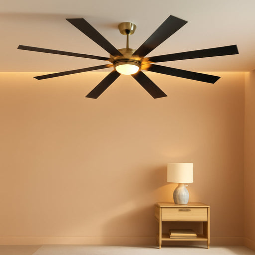 72 Inch Black and Gold Ceiling Fans with Lights and Remote, Indoor/Outdoor Ceiling Fan for Patio Living Room, 6 Speed Reversible Quiet DC Motor, 3 CCT, Dual Finish Blades