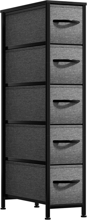 5-Drawer Narrow Dresser for Bedroom (Black)