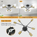 Modern Sputnik Chandelier, 6-Light Farmhouse Semi Flush Mount Ceiling Light Fixtures, Industrial Chandeliers for Dining Room Kitchen Bedroom Living Room Hall Foyer Entryway (Black and Gold) - E26 Base