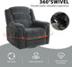 Grey Heated Recliner with Massage, Swivel Rocker