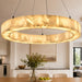 Alabaster round Chandelier, 31.5In Spanish Natural Marble Pendant Light, Dimmable 3-Color Modern Marble Chandelier for Dining Room, Living Room, Bedroom, Bathroom & Foyer