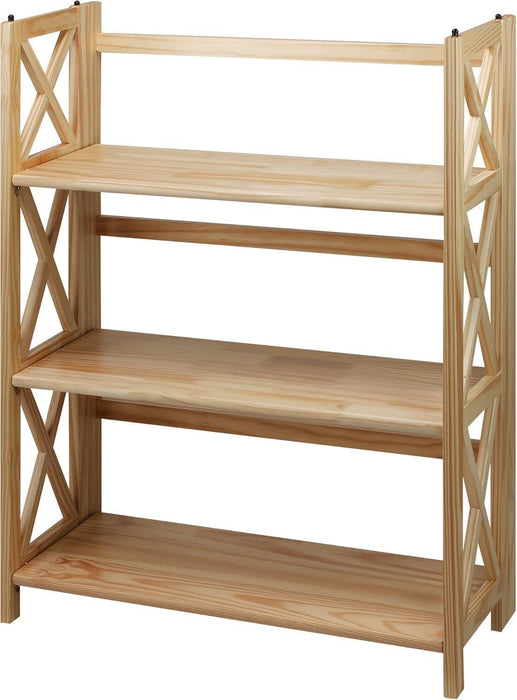 Montego 3-Shelf Folding Bookcase, Natural , 27.5" Wide