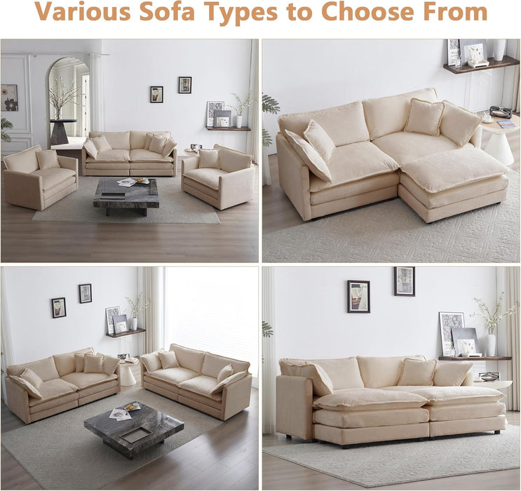 Luxury Loveseat Sofa Couch, 76" Modern Chenille Deep 2-Seater Cloud Couch with 2 Armrest Pillows and 2 Toss Pillows, Love Seat for Living Room Bedroom Office Apartment, Light Coffee