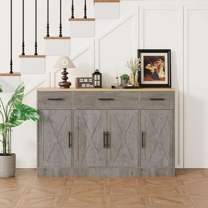 53.4" Buffet Cabinet, Kitchen Storage Sideboard, Gray