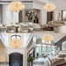 Natural Alabaster round Chandelier, 31.5" Modern Marble Chandelier with 50 Stone Texture Panels, 12-Light Dimmable Spanish Alabaster Chandeliers for Living Room, Dining Room, Hallway