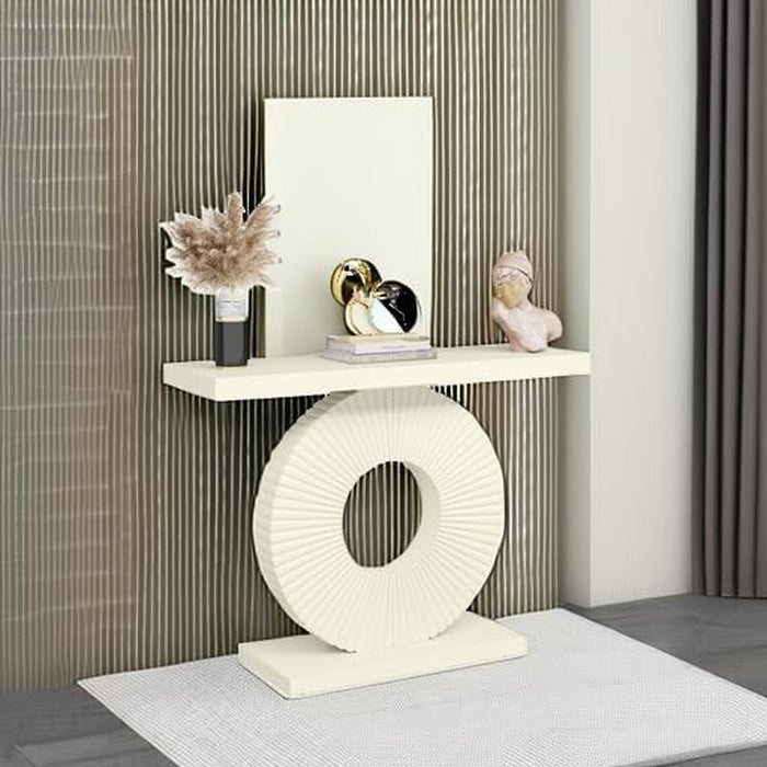 Modern Console Table with Geometric Base, 40 Inch Wood Entryway Table Sofa Table Narrow Long, Contemporary Accent Table for Living Room, Entryway, Hallway