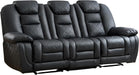 Faux Leather Power Reclining Sofa, Electric 3 Seat Recliner Sofa Chair with USB and Type-C Charging Ports, Overstuffed Armrest and Backrest, Couch Furniture for Living Room, Black
