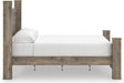 Signature Design by Ashley Keithland King Size Bed Frame with Poster Headboard, Traditional Bedframe in Wood with Hickory Grain Look, Bedroom Furniture, Deep Brown