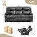 Manual Reclining Sofa - 3 Seat Recliner Sofa with Heat & Massage Function, Wall-Hugger Reclining Sofa for Living Room (Grey) | Cup Holder, Side Pocket