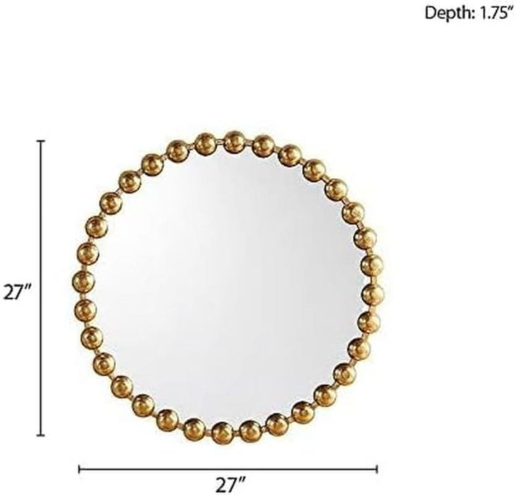 round Mirror, Metal Frame Circle Mirror 27 Inch, Wall Art Decor Mounted Hanging for Entryway, Bathroom, Hallway, Living Room, Vanity, Marlowe, Gold