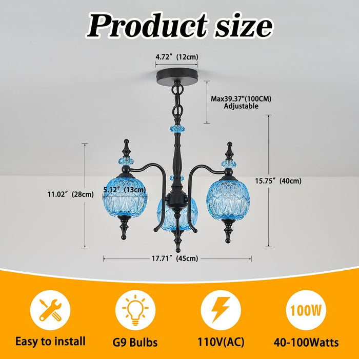 Cerulean Vintage Three Light Pendant Ceiling Fixture