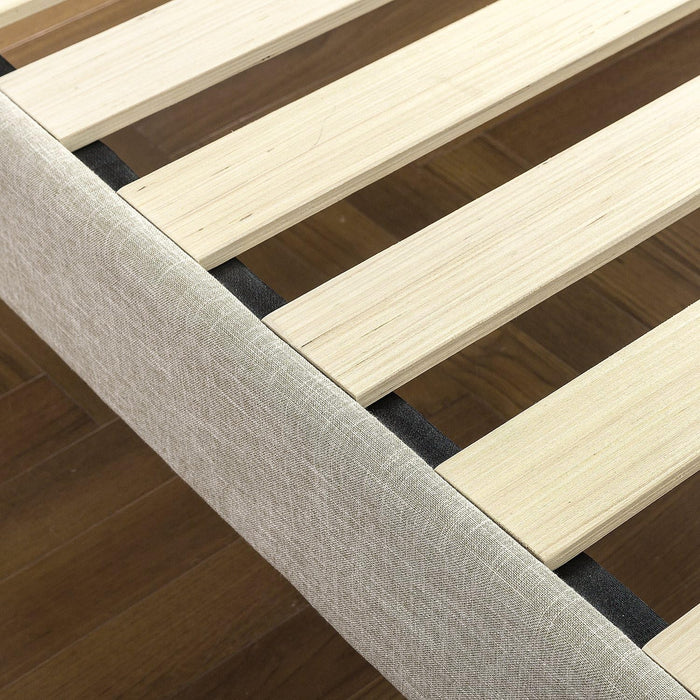 Athena Upholstered Platform Bed Frame with Wingback Headboard, Mattress Foundation with Wood Slat Support, No Box Spring Needed, Easy Assembly, Full