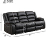 Faux Leather Manual Reclining Sofa with 2 Concealed Cup Holders, Overstuffed Armrest 3 Seat Recliner Sofa, Couch for Living Room, Meeting Room, Bedroom, Black