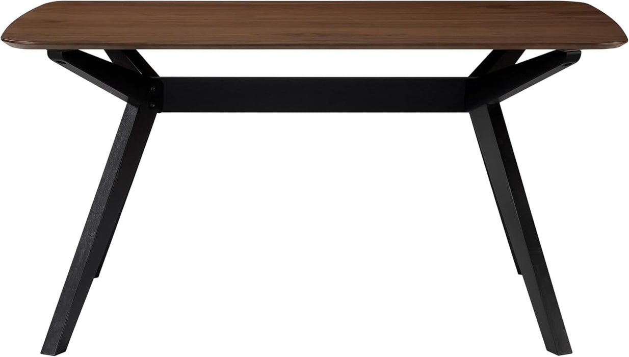 Arley Modern Wooden Dining Table, Solid Wood Rectangular Dining Room Table for 4 People, Sturdy and Space Saving Kitchen Table, Walnut Brown + Black