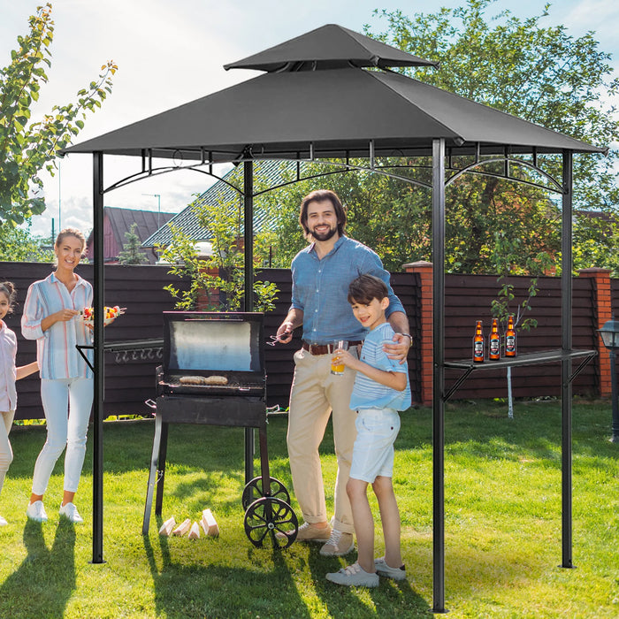 Outdoor Grill Gazebo Tent BBQ Canopy for Outdoor Grill Shelter BBQ Grill Gazebo Hardtop (L96 X W60 X H101 Inch) Grey