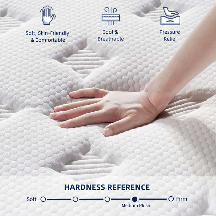 14 Inch Medium Plush King Size Mattress [Upgraded] King Hybrid Mattresses in a Box with Gel Memory Foam & Pocket Springs, Strong Edge Support,Pressure Relief,Certipur-Us,365-Night Trial