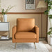 Living Room Chairs Set of 2, Brown PU Leather Accent Chair Mid Century Modern Upholstered Sofa Chairs with Arms, Gold Legs for Living Room, Bedroom, Apartment