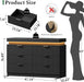47" Wide Dresser for Bedroom with 6 Drawer & Charging Station, Black