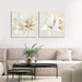 2 Pcs Beige and Gold Flower Wall Art Blooming Flower Abstract Floral Artwork Canvas Print Poster for Living Room Bedroom Office Wall Decor 24"X24"
