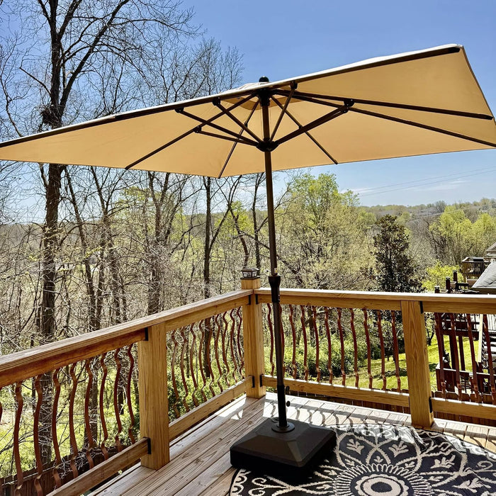 Outdoor Market Umbrella 10' X 10' Square Beige 8 Metal Ribs