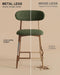 Metal Bar Stools Set of 3, 26″ Counter Height Bar Stools with Backs, Mid Century Modern Upholstered Barstools for Kitchen Island, Dining Room, Green