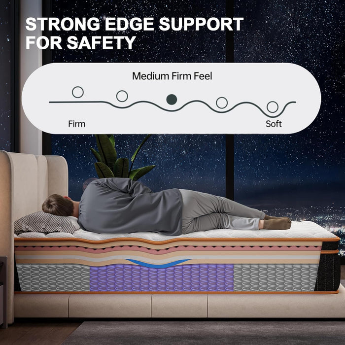 Queen Hybrid Mattress TwelveInch Memory Foam EdgeSupport
