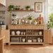 59" Fluted Buffet Cabinet with Storage Natural Oak