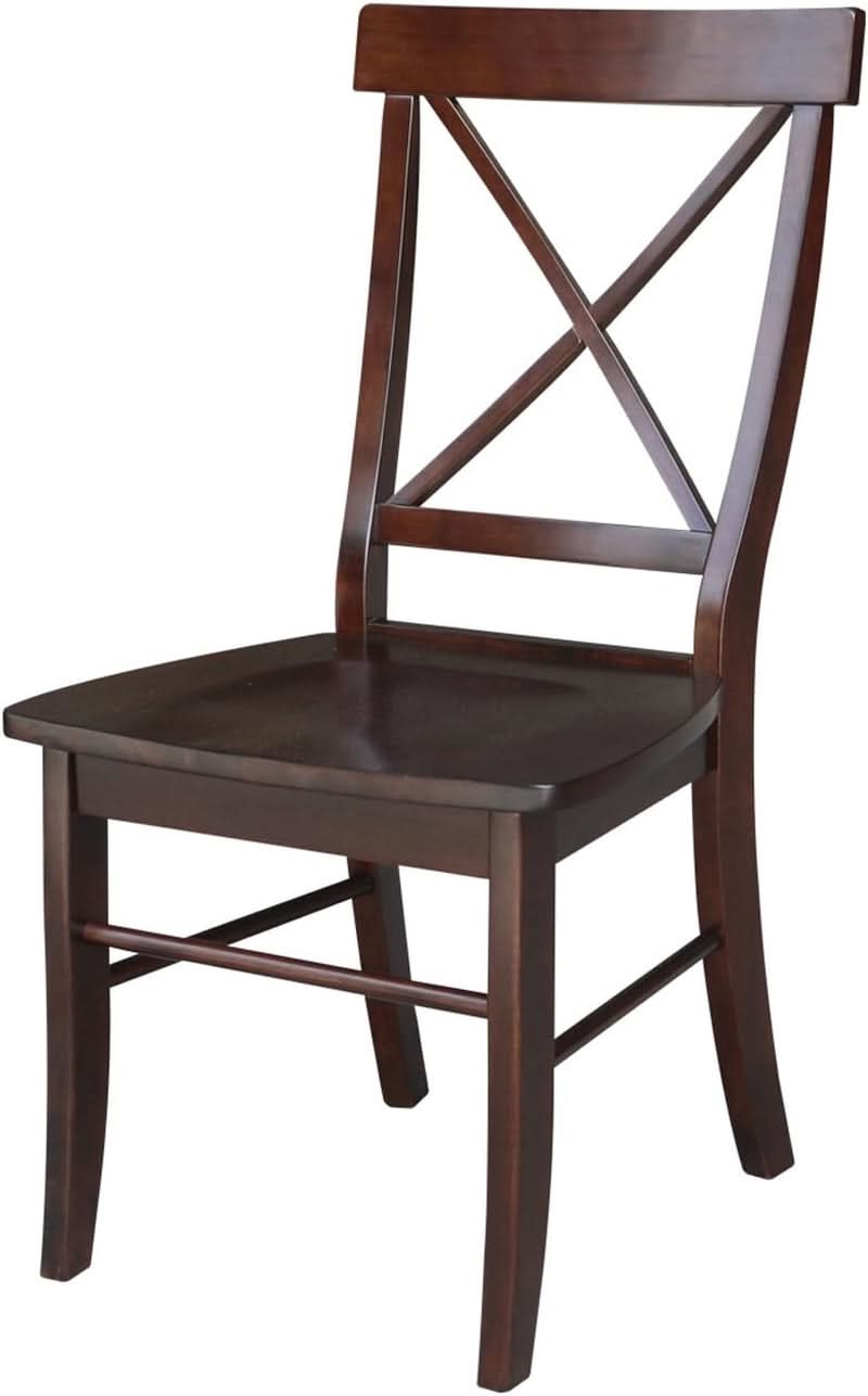 X Back Dining Chair In Java Finish With Solid Wood Seat — ShipItFurniture