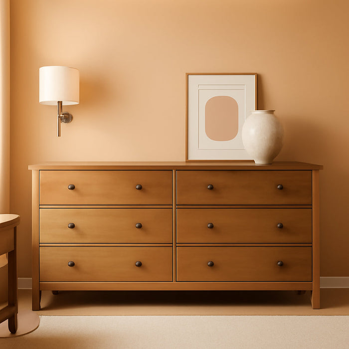 Shaker 6-Drawer Dresser, Solid Wood with a Walnut Finish